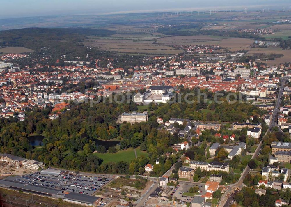 Aerial photograph Gotha - Blick auf die Stadt Gotha mit dem Schloss Friedenstein.