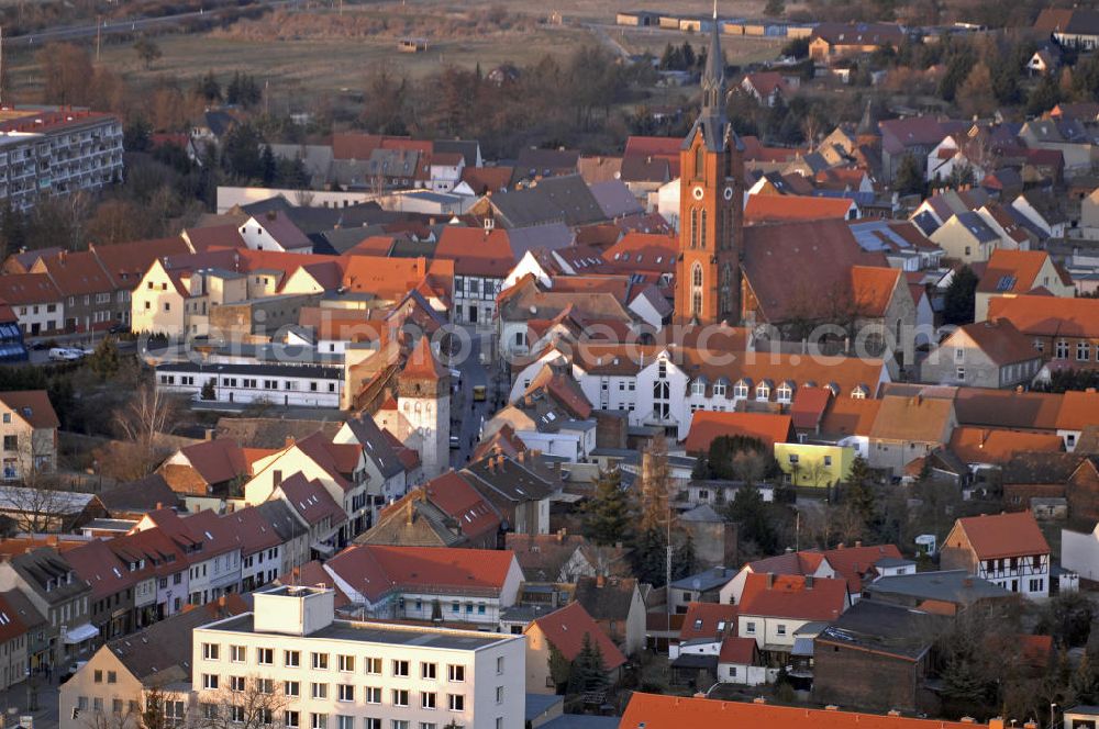 Aerial photograph Gräfenhainichen - Blick auf das Stadtzentrum von Gräfenhainichen mit der Stadtkirche Sankt Marien. View of the city center of Graefenhainichen with the St. Mary's Church.