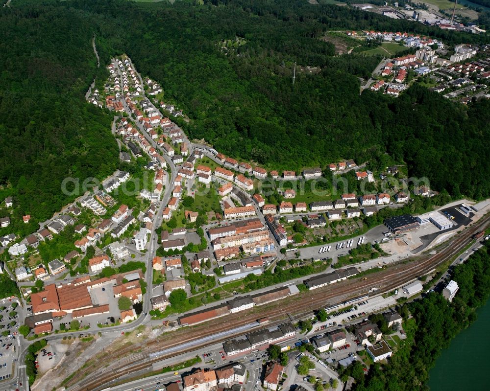 Aerial image Waldshut-Tiengen - District Waldshut and area of Gurtweiler Street in Waldshut-Tiengen in the state Baden-Wurttemberg, Germany