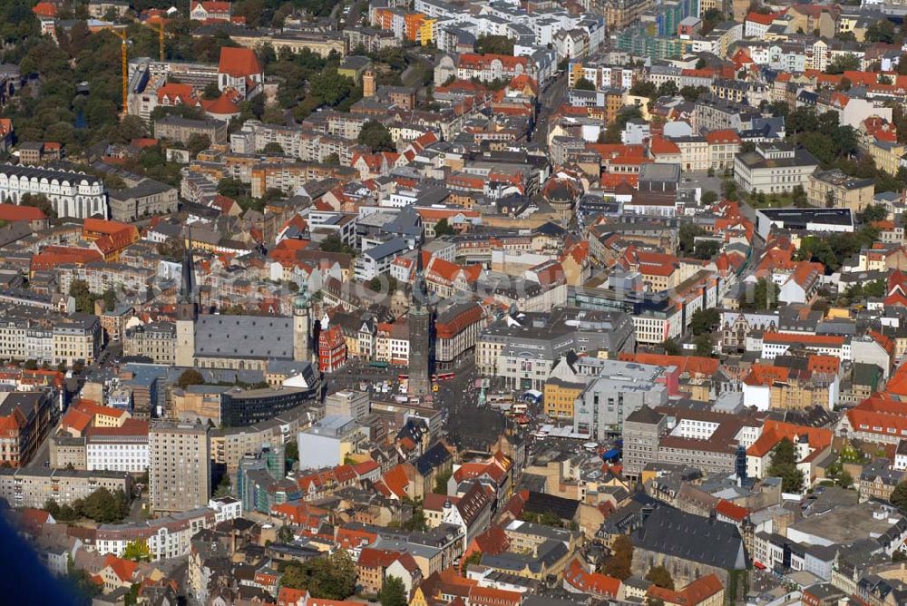 Aerial photograph Halle - Halle 23.09.06 Blick auf die Stadt Halle an der Saale. Im Vordergrund steht die Marienkirche sowie der Rote Turm.