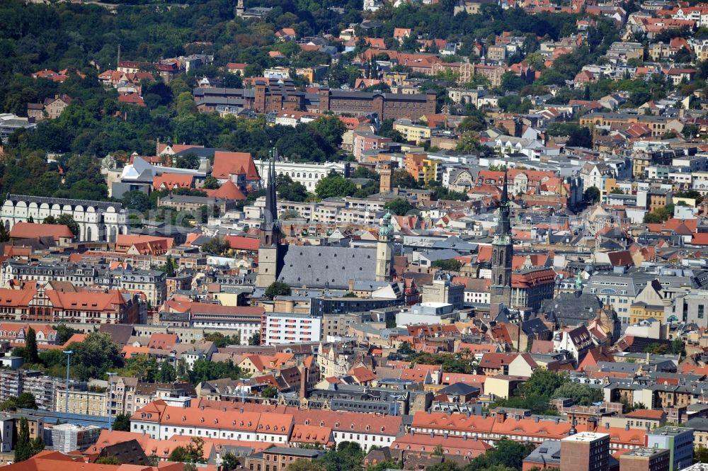 Halle (Saale) from above - City view of Halle (Saale) in Saxony-Anhalt