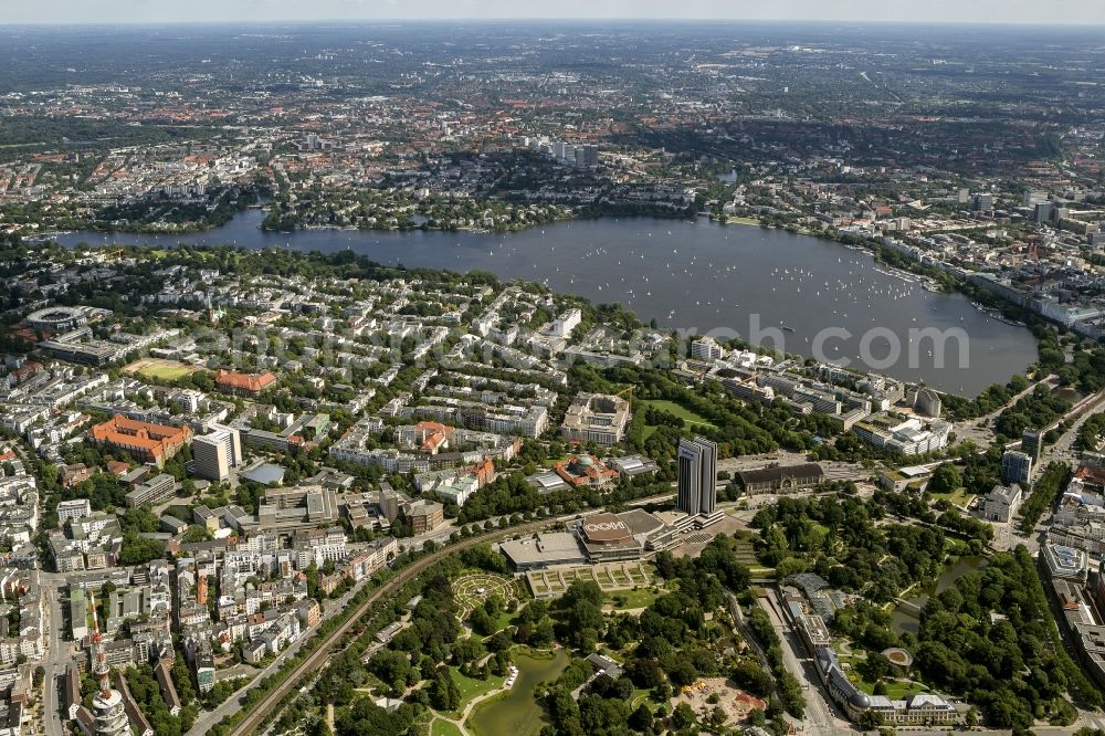 Hamburg from the bird's eye view: City view of the Inner Alster Lake in Hamburg and the Alster in Hamburg