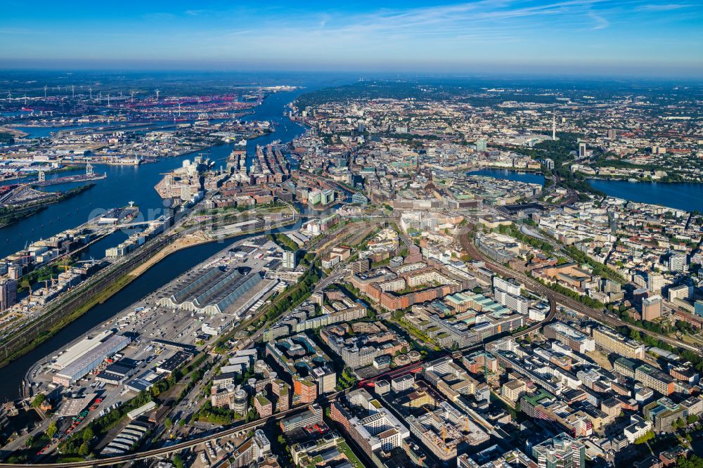 Hamburg from above - District Hammerbrook in the city in Hamburg, Germany