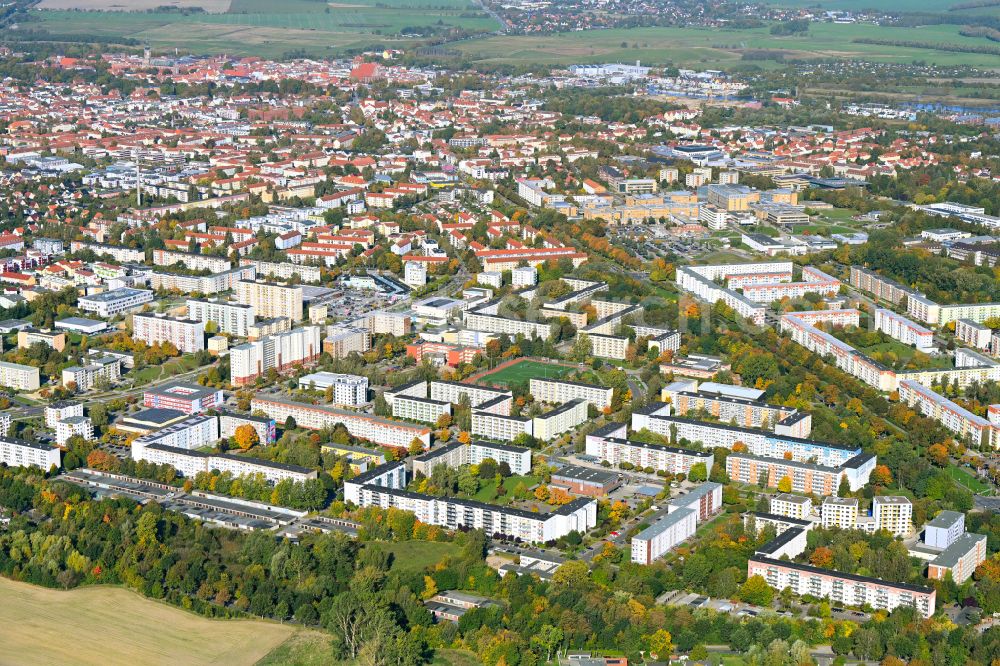 Hansestadt Greifswald from the bird's eye view: City view in the urban area in the Hanseatic City of Greifswald in the state Mecklenburg - Western Pomerania, Germany