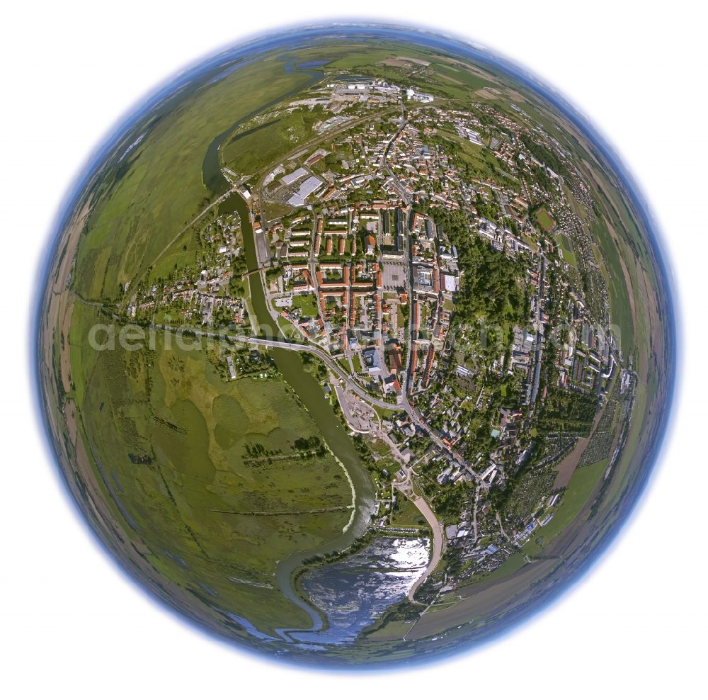 Aerial photograph Anklam - Fish - eye - Cityscape of downtown Anklam in Mecklenburg-Western Pomerania