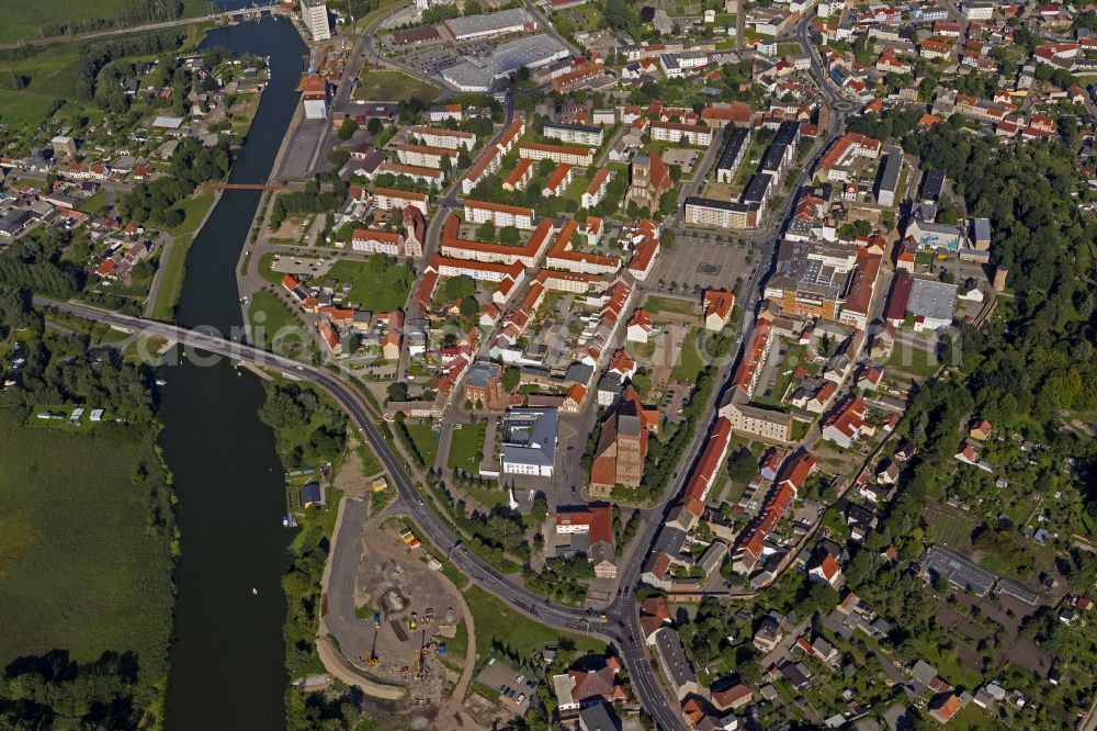 Anklam from above - Cityscape of downtown Anklam in Mecklenburg-Western Pomerania