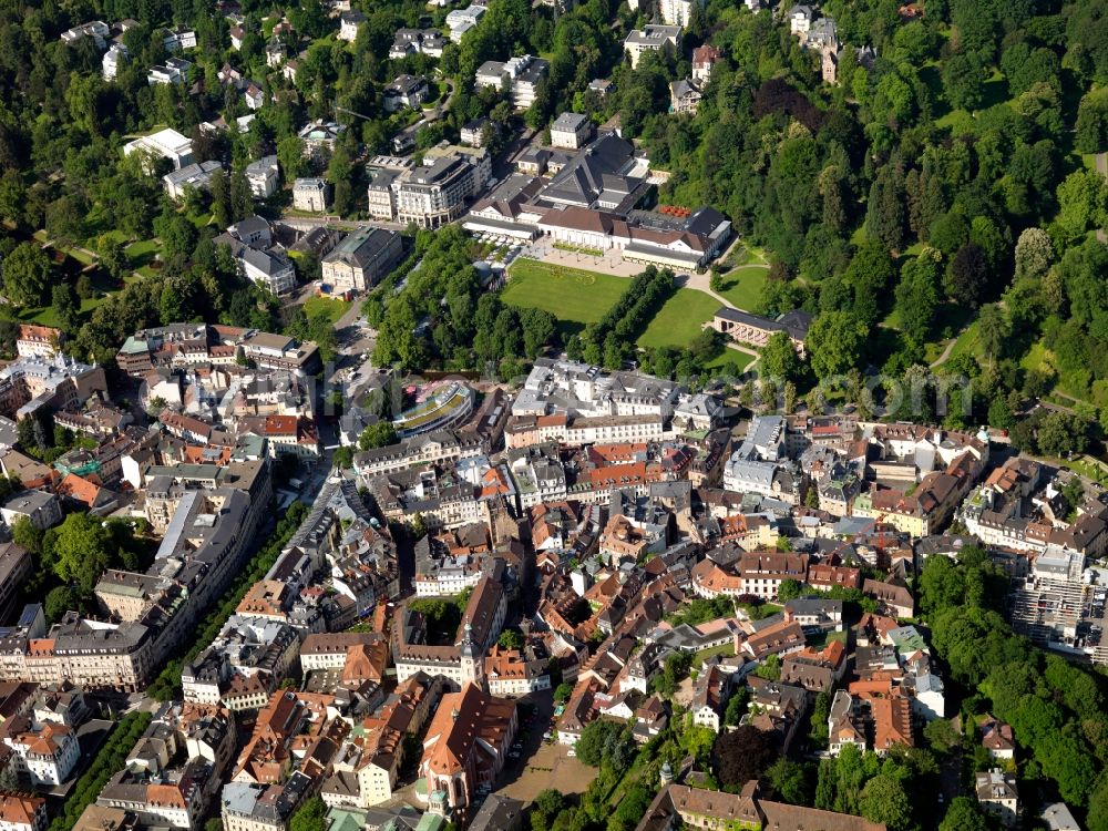 Aerial image Baden-Baden - Cityscape of downtown Baden-Baden in Baden-Württemberg