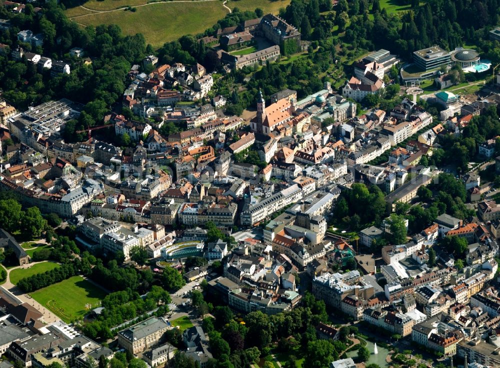 Aerial photograph Baden-Baden - Cityscape of downtown Baden-Baden in Baden-Württemberg