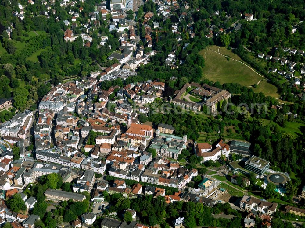 Baden-Baden from above - Cityscape of downtown Baden-Baden in Baden-Württemberg