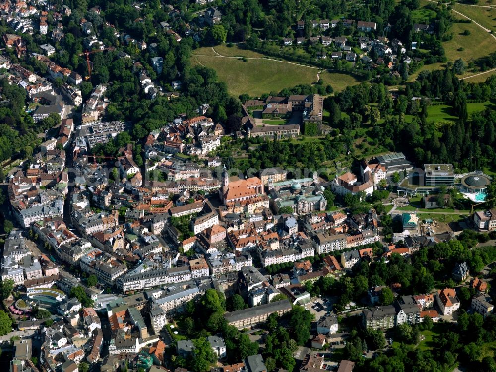 Baden-Baden from the bird's eye view: Cityscape of downtown Baden-Baden in Baden-Württemberg