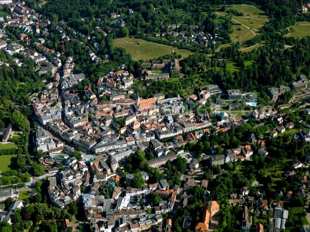 Aerial image Baden-Baden - Cityscape of downtown Baden-Baden in Baden-Württemberg