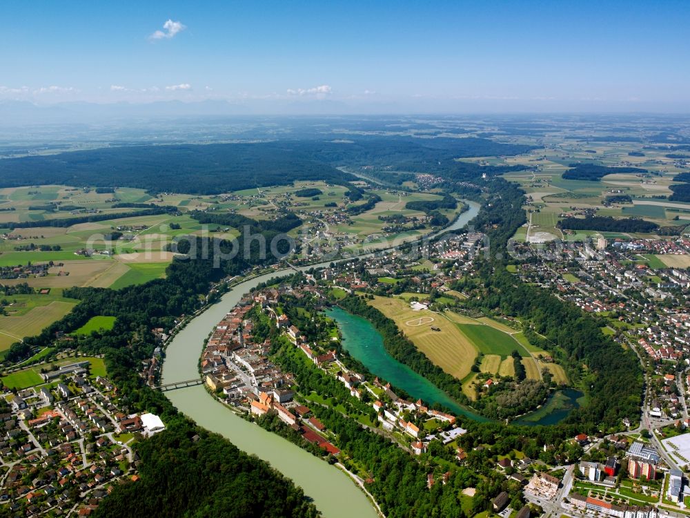 Burghausen from above - Cityscape of downtown Burghausen in Bavaria