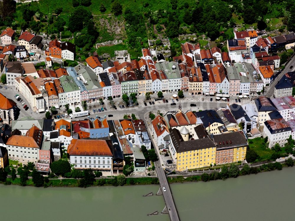 Aerial image Burghausen - Cityscape of downtown Burghausen in Bavaria