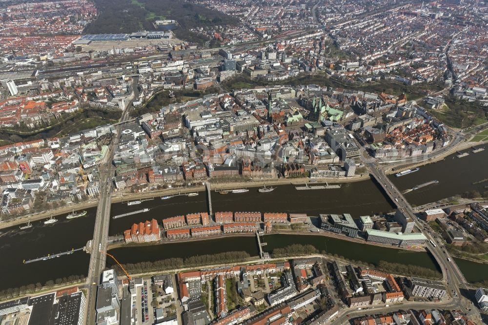 Aerial photograph Bremen - View of the city center at the Old Town Island Bremen