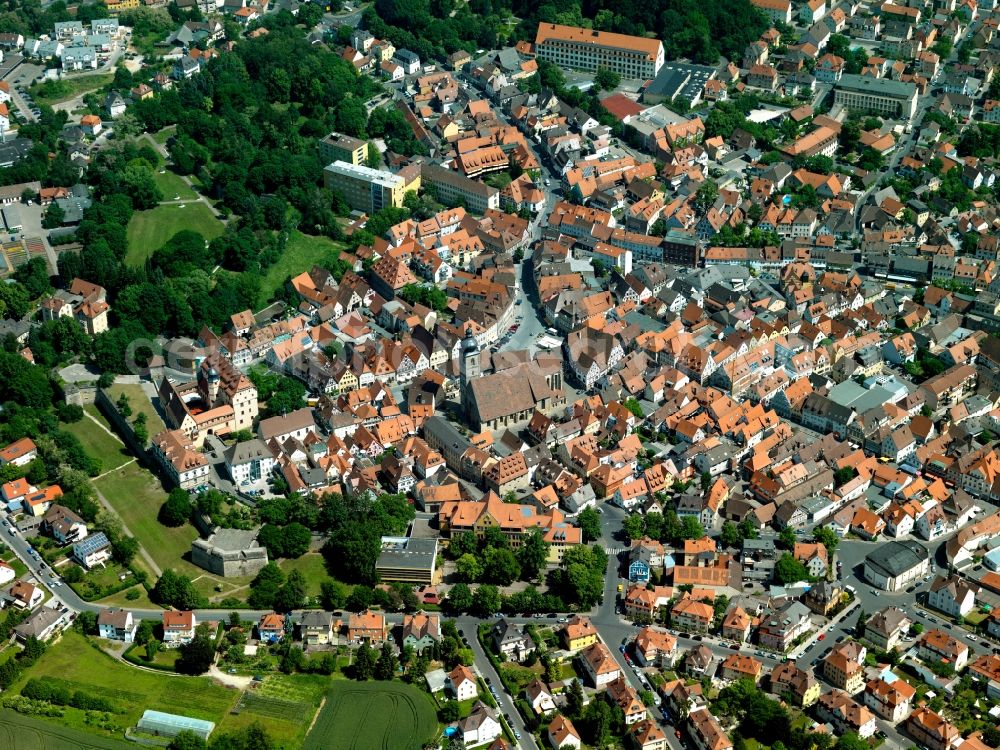 Aerial photograph Forchheim - Cityscape of downtown Forchheim in Upper Franconia in Bavaria