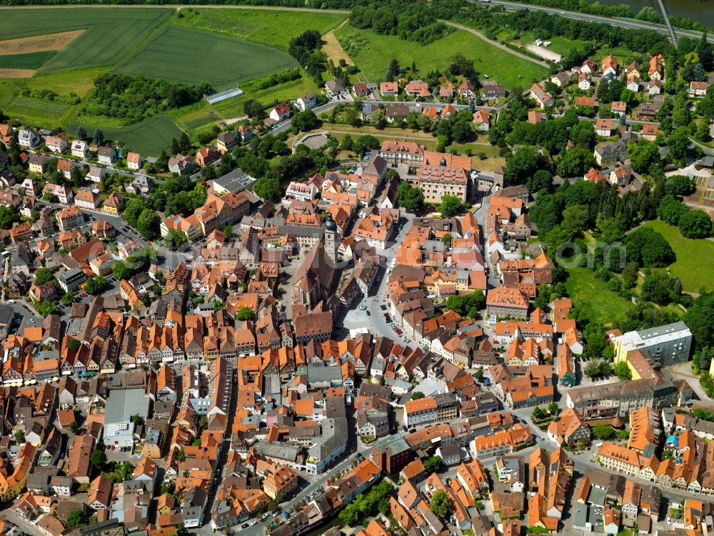 Forchheim from the bird's eye view: Cityscape of downtown Forchheim in Upper Franconia in Bavaria