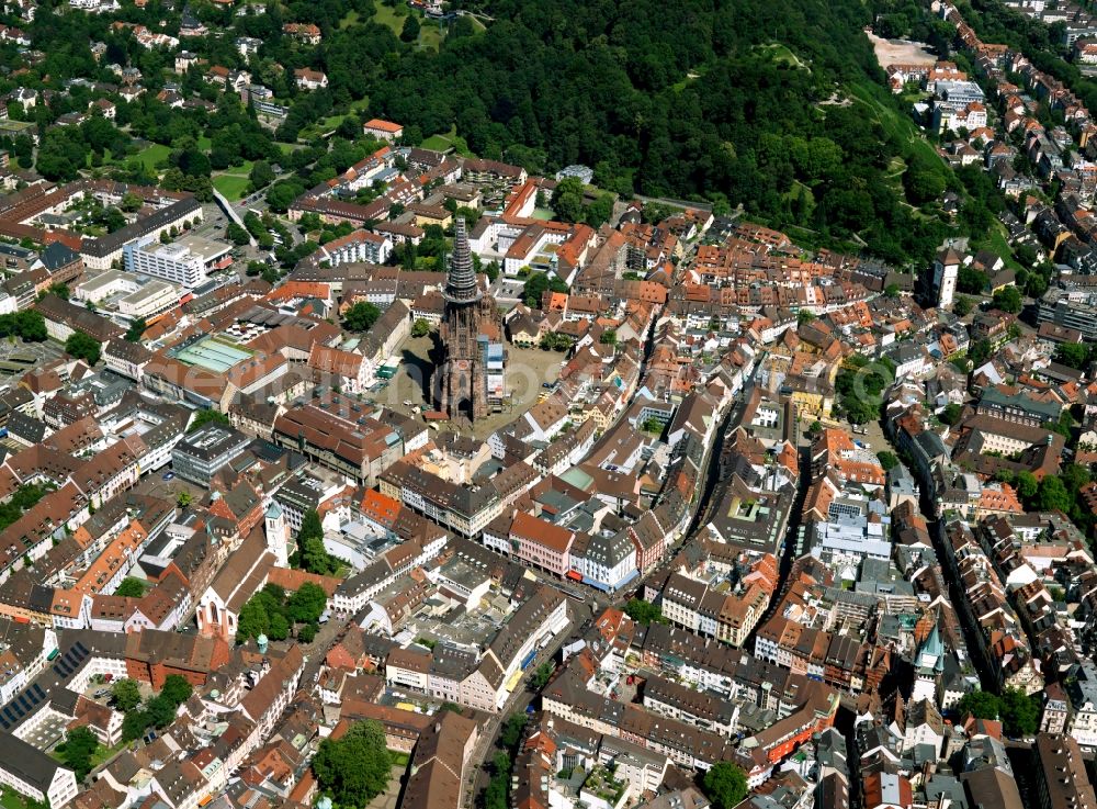 Aerial image Freiburg - Cityscape of downtown Freiburg in Baden-Württemberg