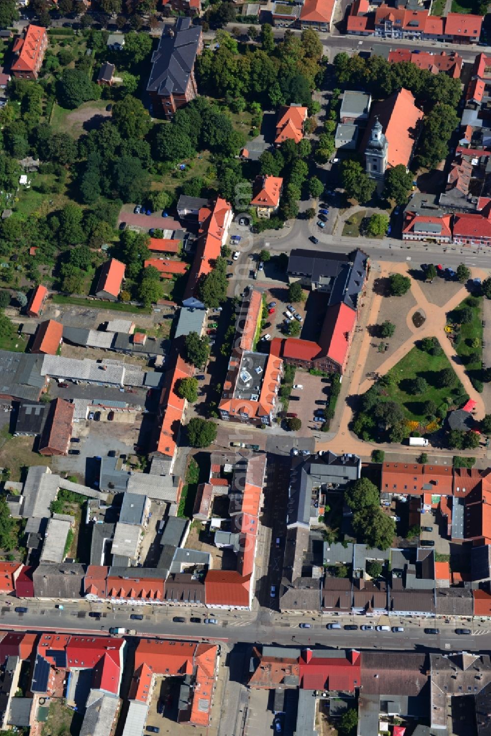 Genthin from above - Cityscape downtown Genthin in the state of Saxony-Anhalt