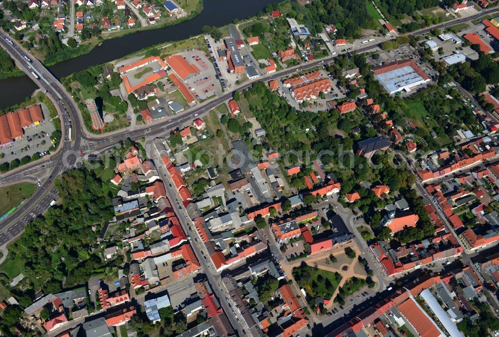 Genthin from the bird's eye view: Cityscape downtown Genthin in the state of Saxony-Anhalt