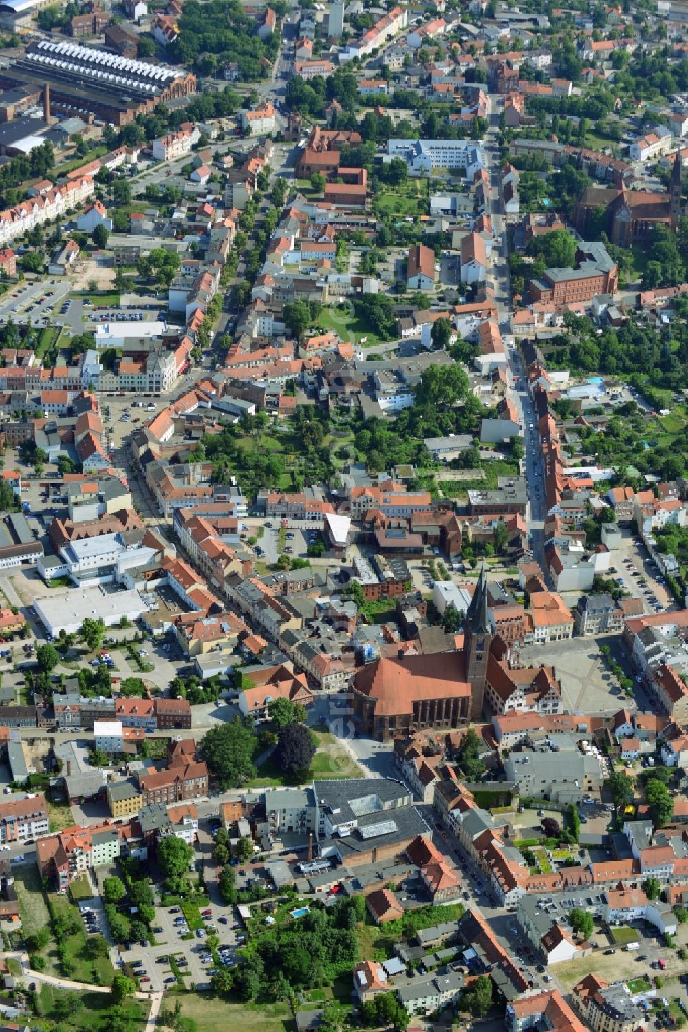 Stendal from the bird's eye view: Cityscape of downtown Stendal in Saxony-Anhalt