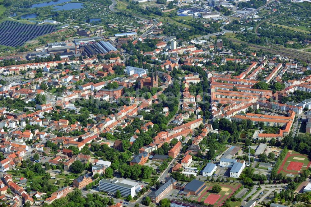 Stendal from above - Cityscape of downtown Stendal in Saxony-Anhalt