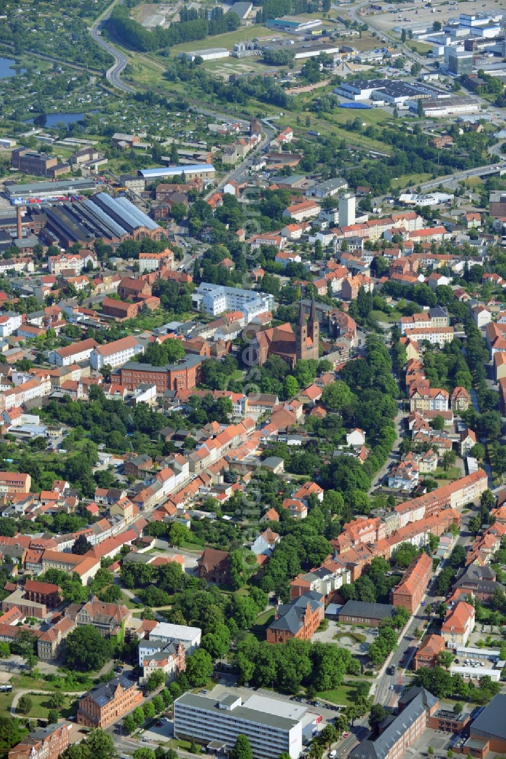 Aerial image Stendal - Cityscape of downtown Stendal in Saxony-Anhalt