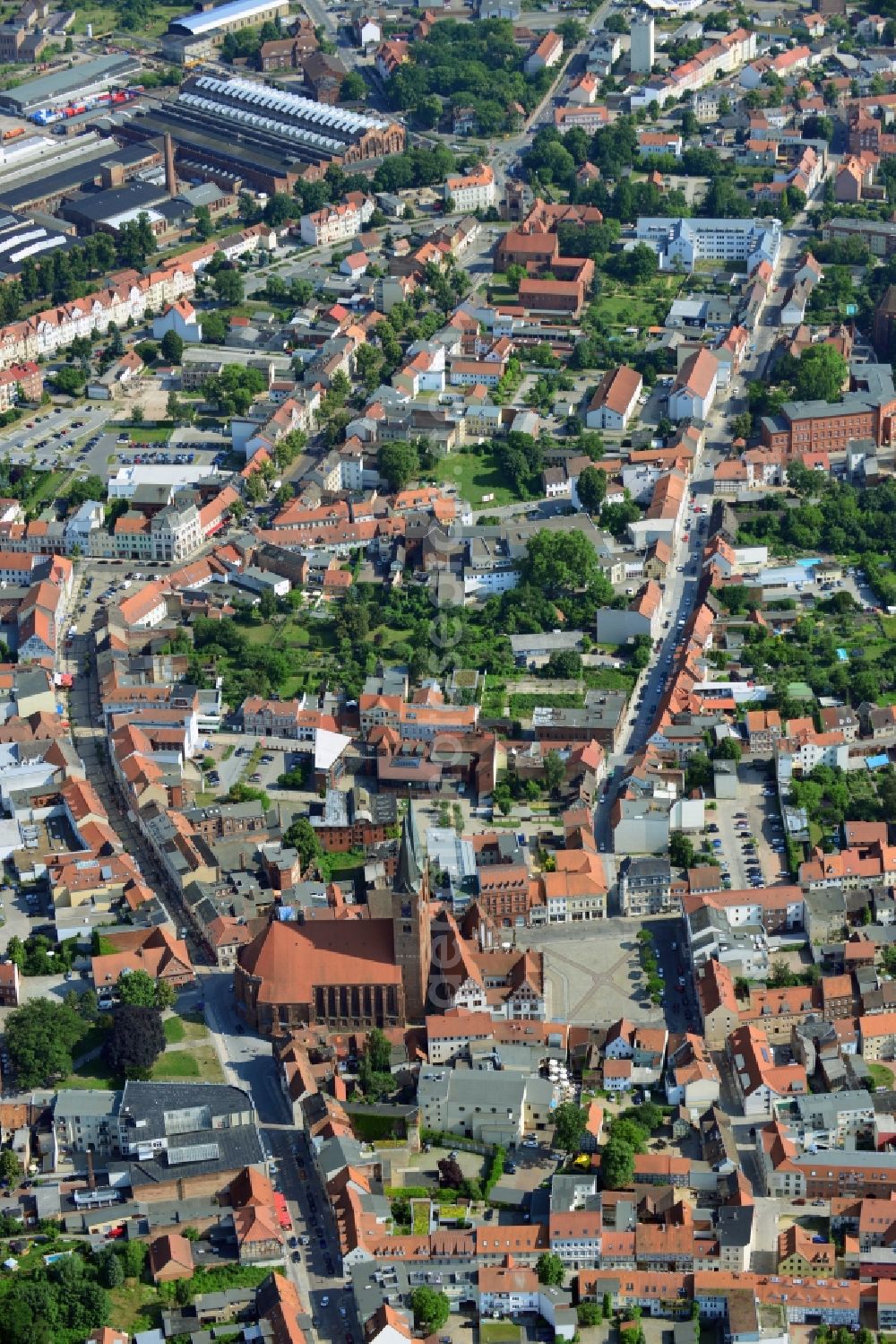 Stendal from above - Cityscape of downtown Stendal in Saxony-Anhalt