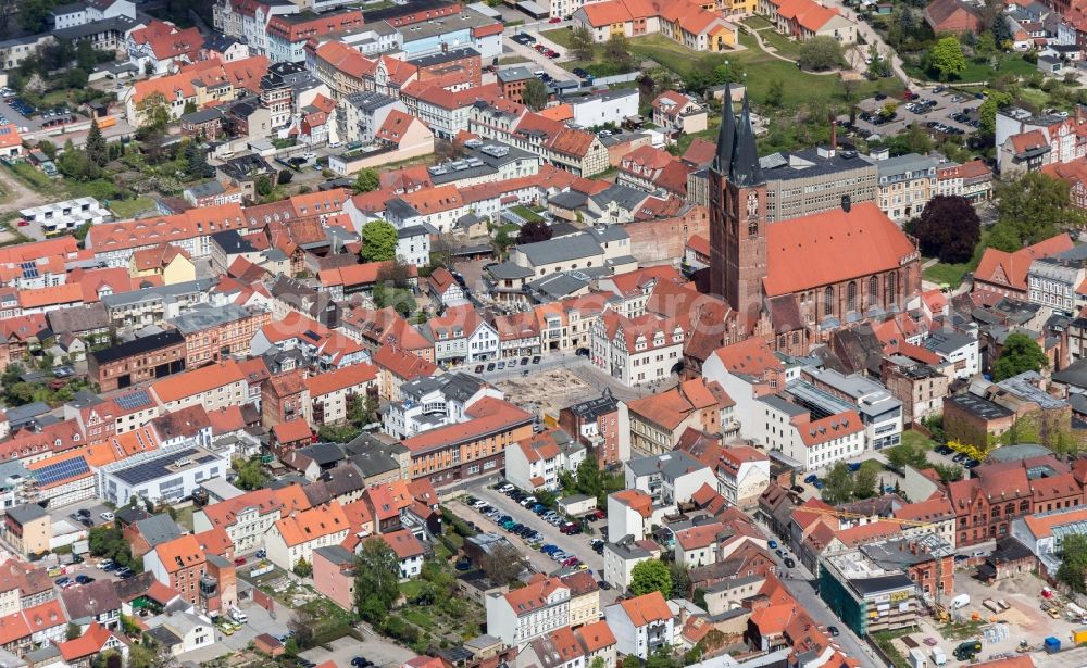 Aerial image Stendal - Cityscape of downtown Stendal in Saxony-Anhalt