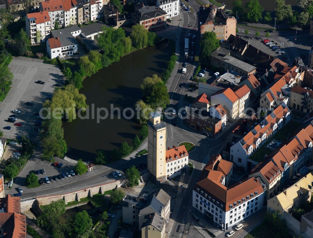 Altenburg from the bird's eye view: Cityscape of downtown at the Art Tower of Altenburg in Thuringia