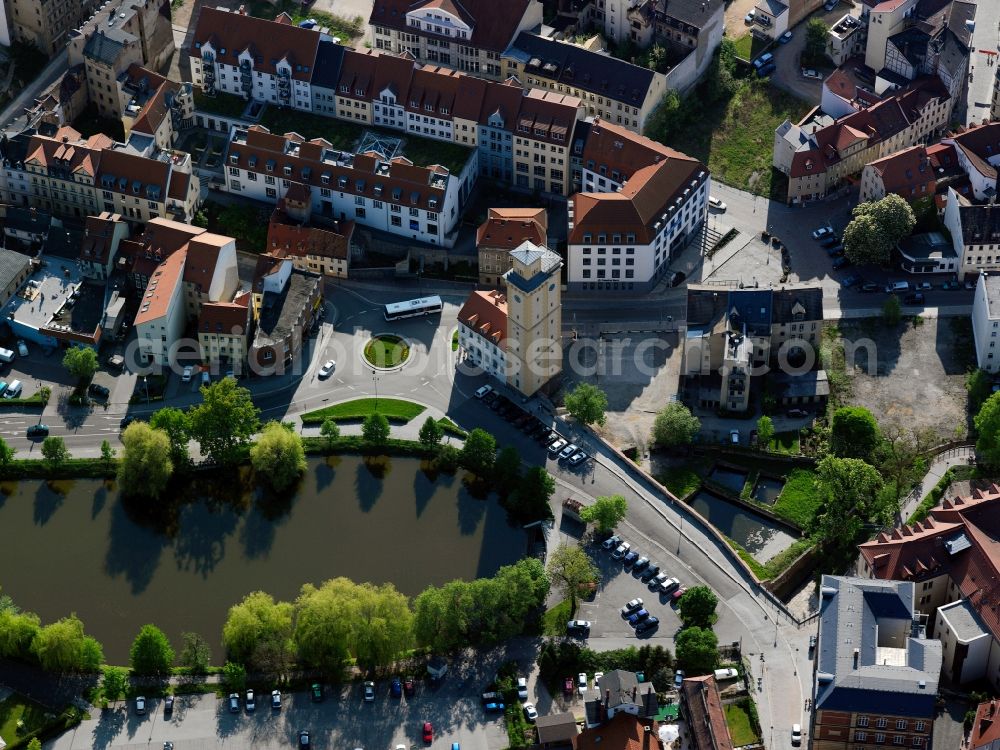 Altenburg from the bird's eye view: Cityscape of downtown at the Art Tower of Altenburg in Thuringia