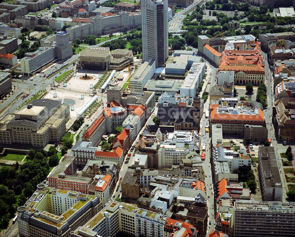 Aerial photograph Leipzig - City View at the main station downtown Leipzig