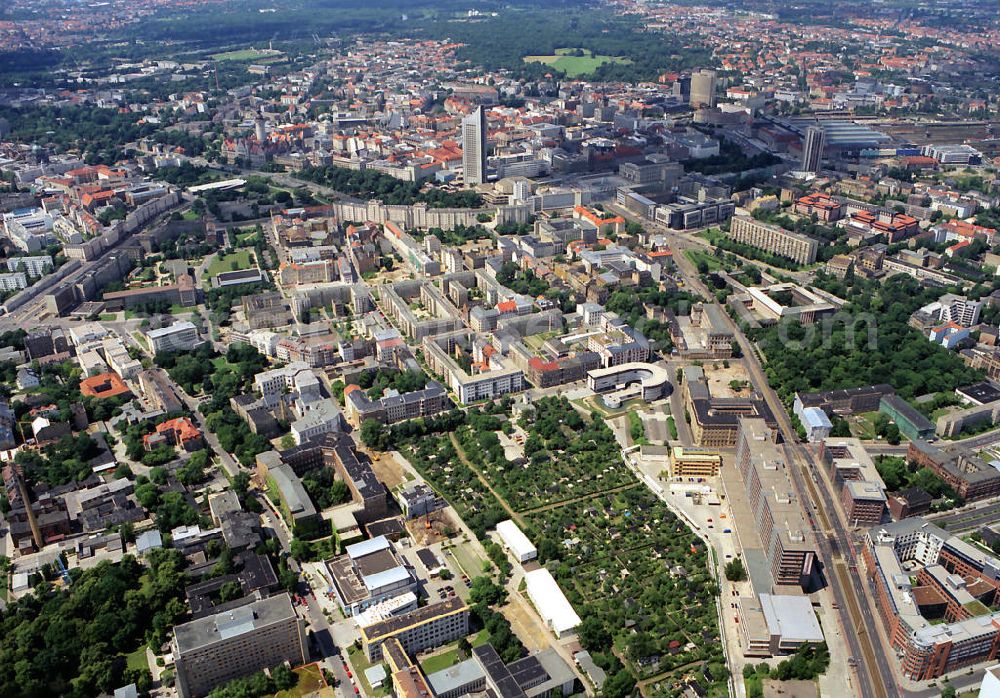 Aerial image Leipzig - City View at the main station downtown Leipzig