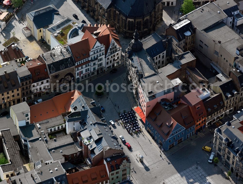 Aerial photograph Zwickau - Cityscape of downtown at the market of Zwickau in Saxony