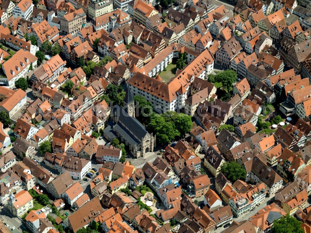 Aerial image Tübingen - City view of the Old Town to the historic castle of Tübingen in Baden-Württemberg