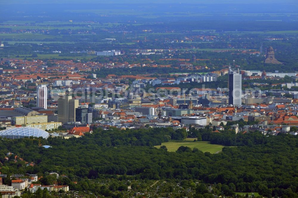 Leipzig from above - Cityscape of downtown area of ??the Saxon town with the old town - the center of Leipzig in Saxony