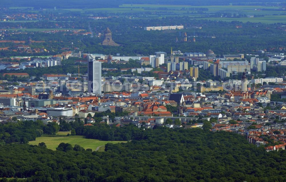 Leipzig from the bird's eye view: Cityscape of downtown area of ??the Saxon town with the old town - the center of Leipzig in Saxony