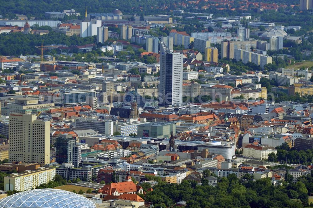 Leipzig from the bird's eye view: Cityscape of downtown area of ??the Saxon town with the old town - the center of Leipzig in Saxony