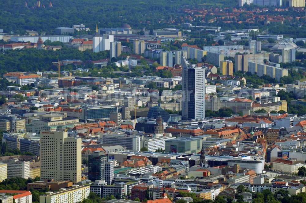 Aerial image Leipzig - Cityscape of downtown area of ??the Saxon town with the old town - the center of Leipzig in Saxony