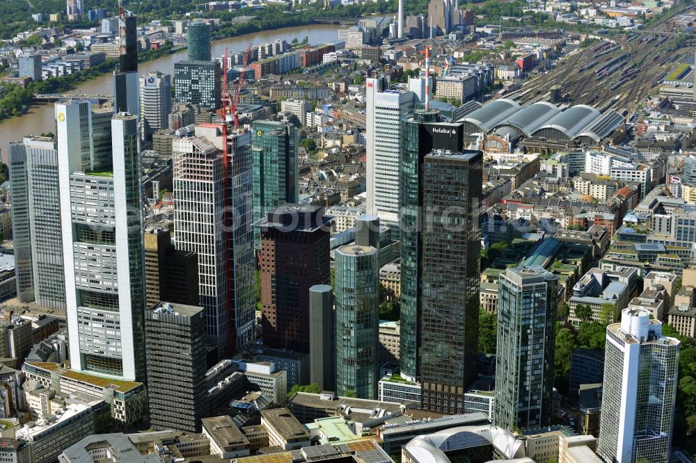 Frankfurt am Main from above - Cityscape with the city - skyscraper - Skyline on banking and insurance district in Frankfurt am Main in Hesse