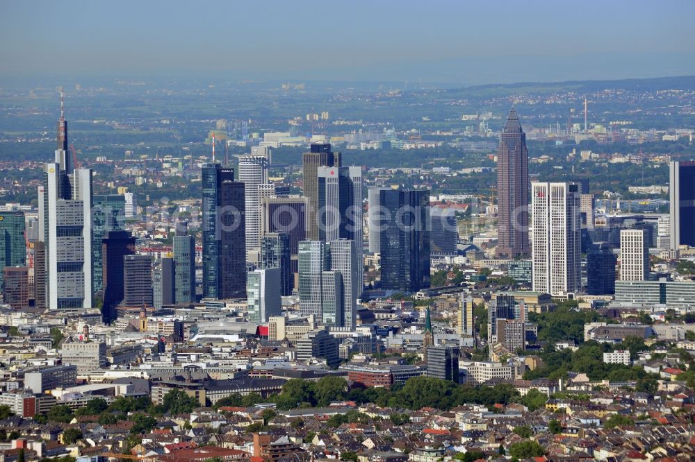 Frankfurt am Main from above - Cityscape with the city - skyscraper - Skyline on banking and insurance district in Frankfurt am Main in Hessen