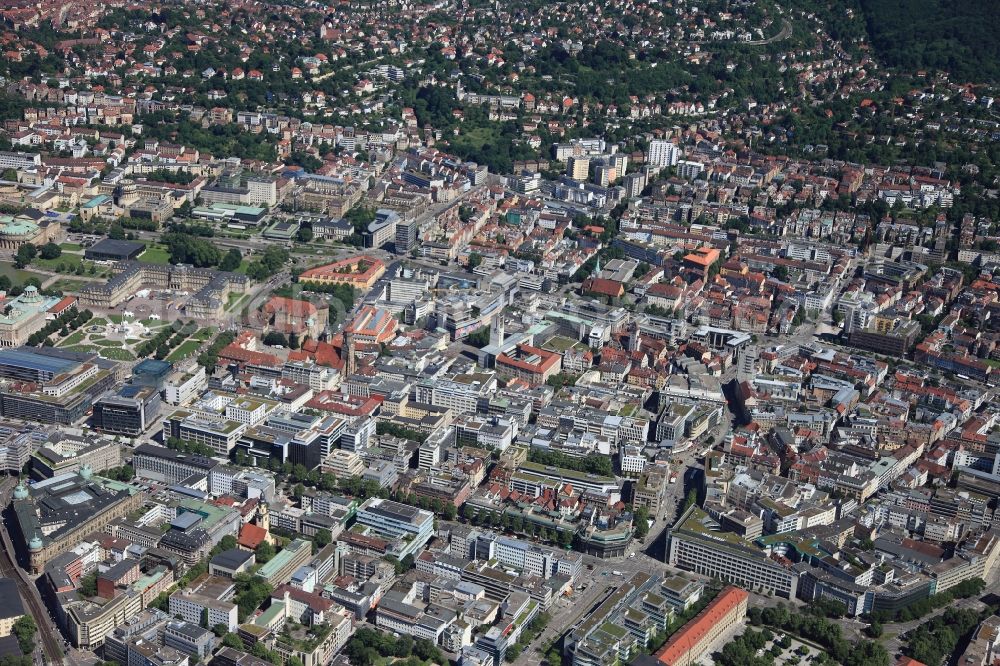 Stuttgart from the bird's eye view: Cityscape of downtown Stuttgart in Baden-Württemberg