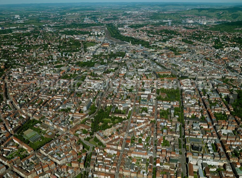 Aerial image Stuttgart - Cityscape of downtown Stuttgart in Baden-Württemberg