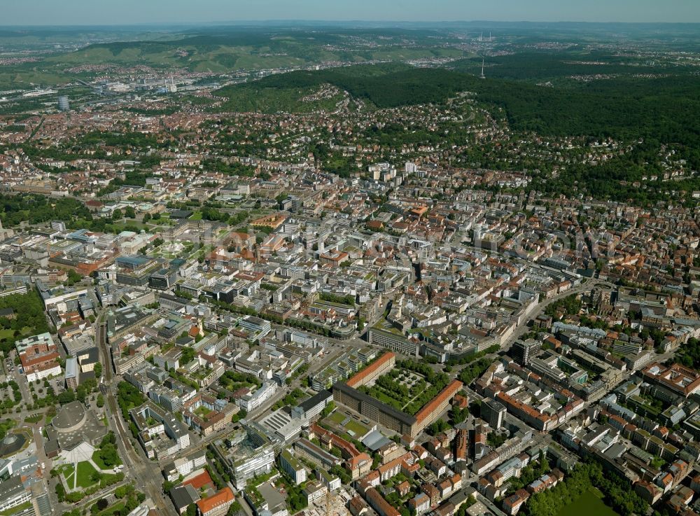 Aerial photograph Stuttgart - Cityscape of downtown Stuttgart in Baden-Württemberg