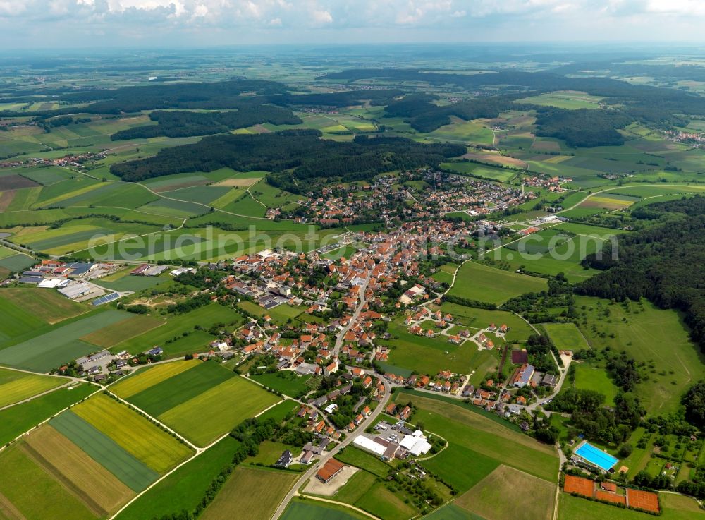 Thalmässing from above - Cityscape of downtown Thalmaessing in Bavaria