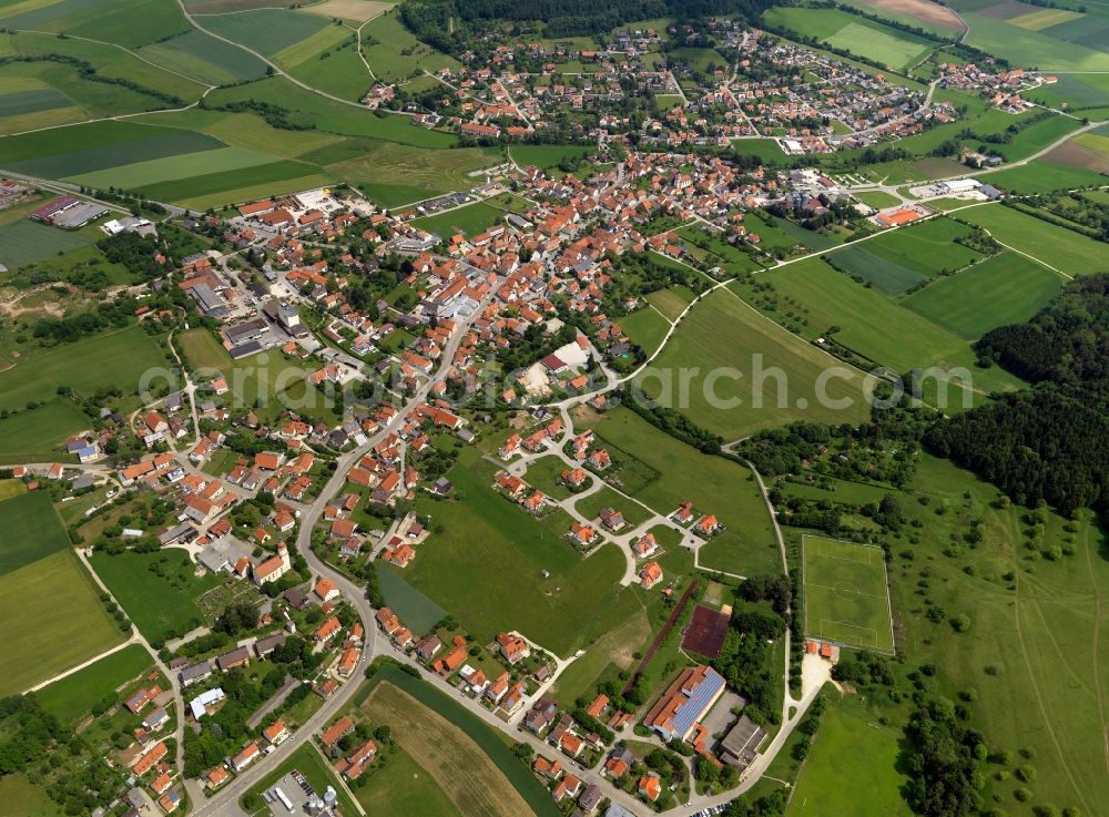 Aerial image Thalmässing - Cityscape of downtown Thalmaessing in Bavaria