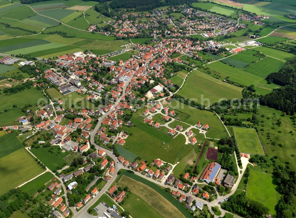 Thalmässing from the bird's eye view: Cityscape of downtown Thalmaessing in Bavaria