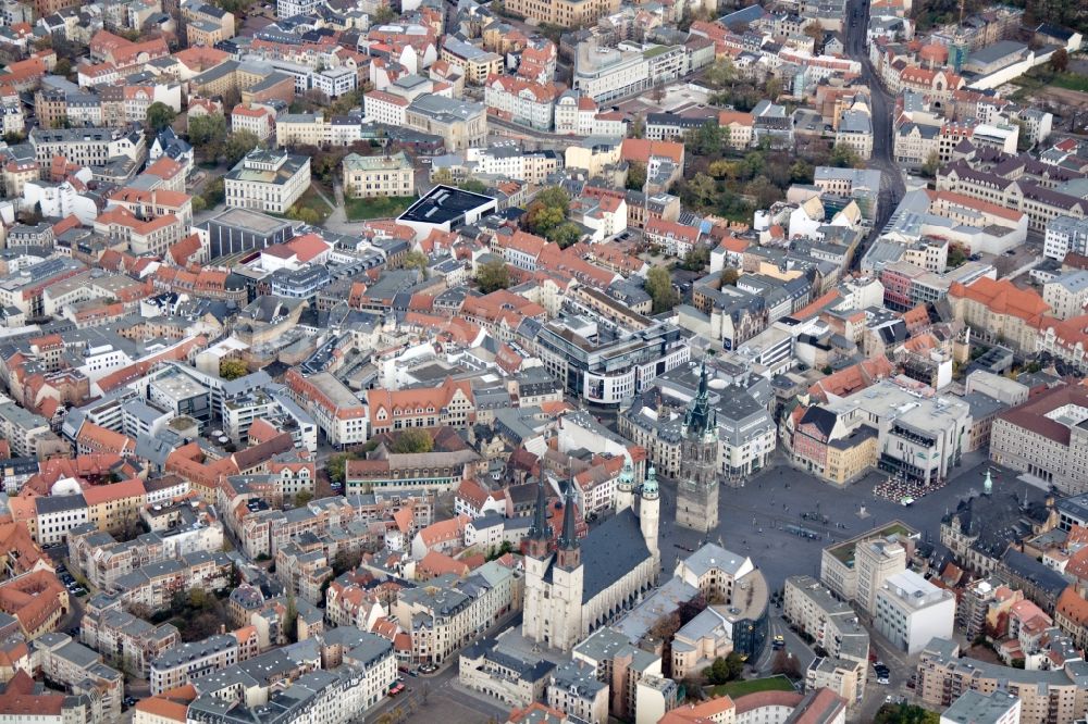 Halle from above - City view from the city center - the center in Halle in Saxony-Anhalt