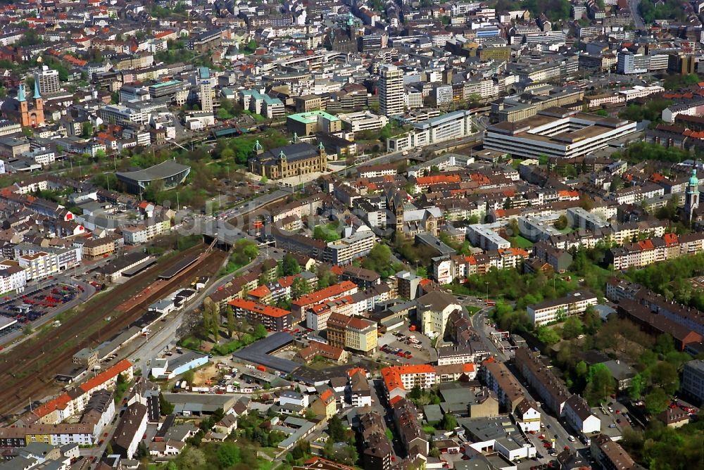 Aerial image Wuppertal Ortsteil Elberfeld - Cityscape downtown and the center of Wuppertal in North Rhine-Westphalia