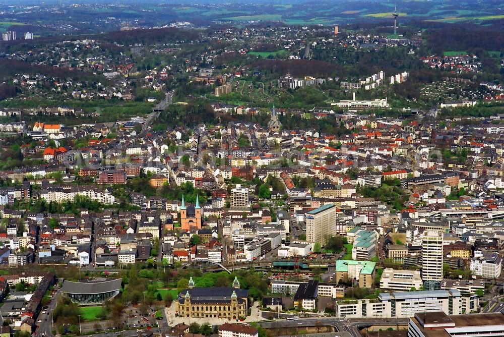 Aerial photograph Wuppertal Ortsteil Elberfeld - Cityscape downtown and the center of Wuppertal in North Rhine-Westphalia