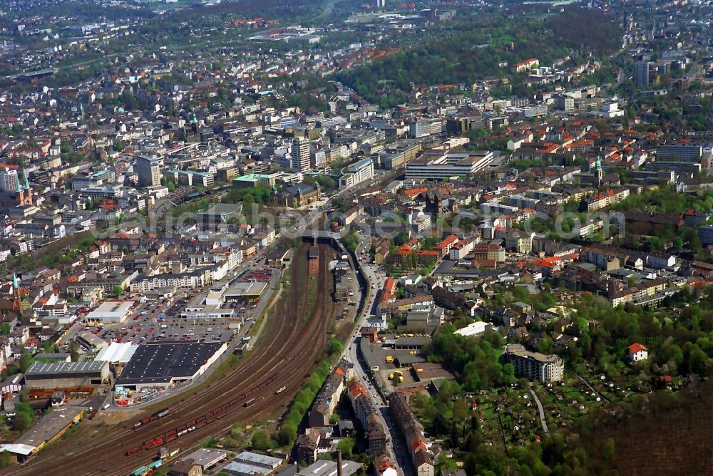 Wuppertal Ortsteil Elberfeld from the bird's eye view: Cityscape downtown and the center of Wuppertal in North Rhine-Westphalia